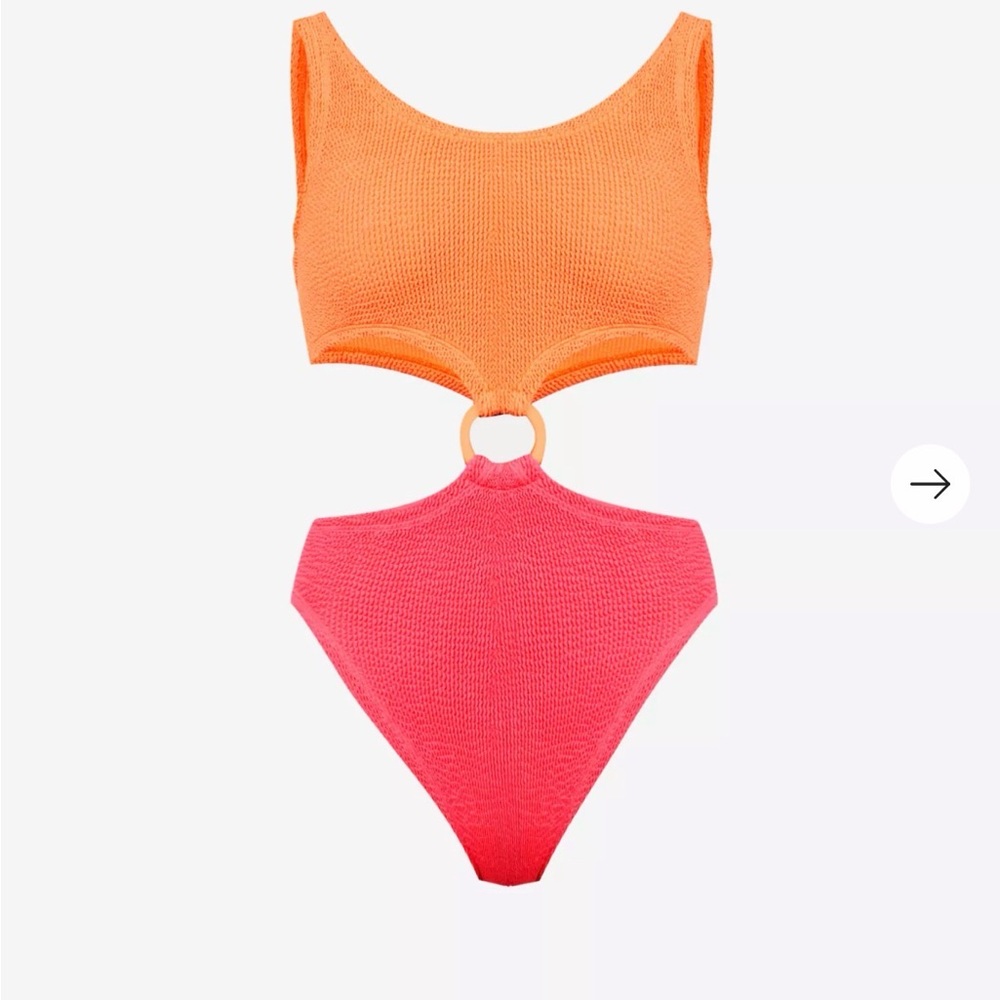 Hunza G Pink and Orange One Piece Swimsuit